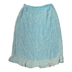 light blue midi/maxi skirt with white swirly detailing